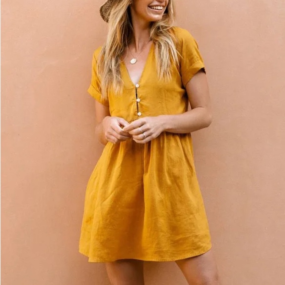 ROVE sunchaser dress turmeric linen